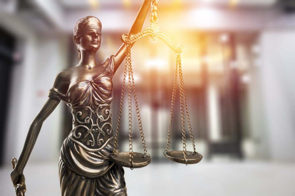 Statue of the Lady of Justice with scales